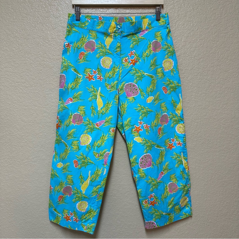 Spartelle Coastal Grannie Beachy Pants Size XL Stretch Cotton High Waisted Capri